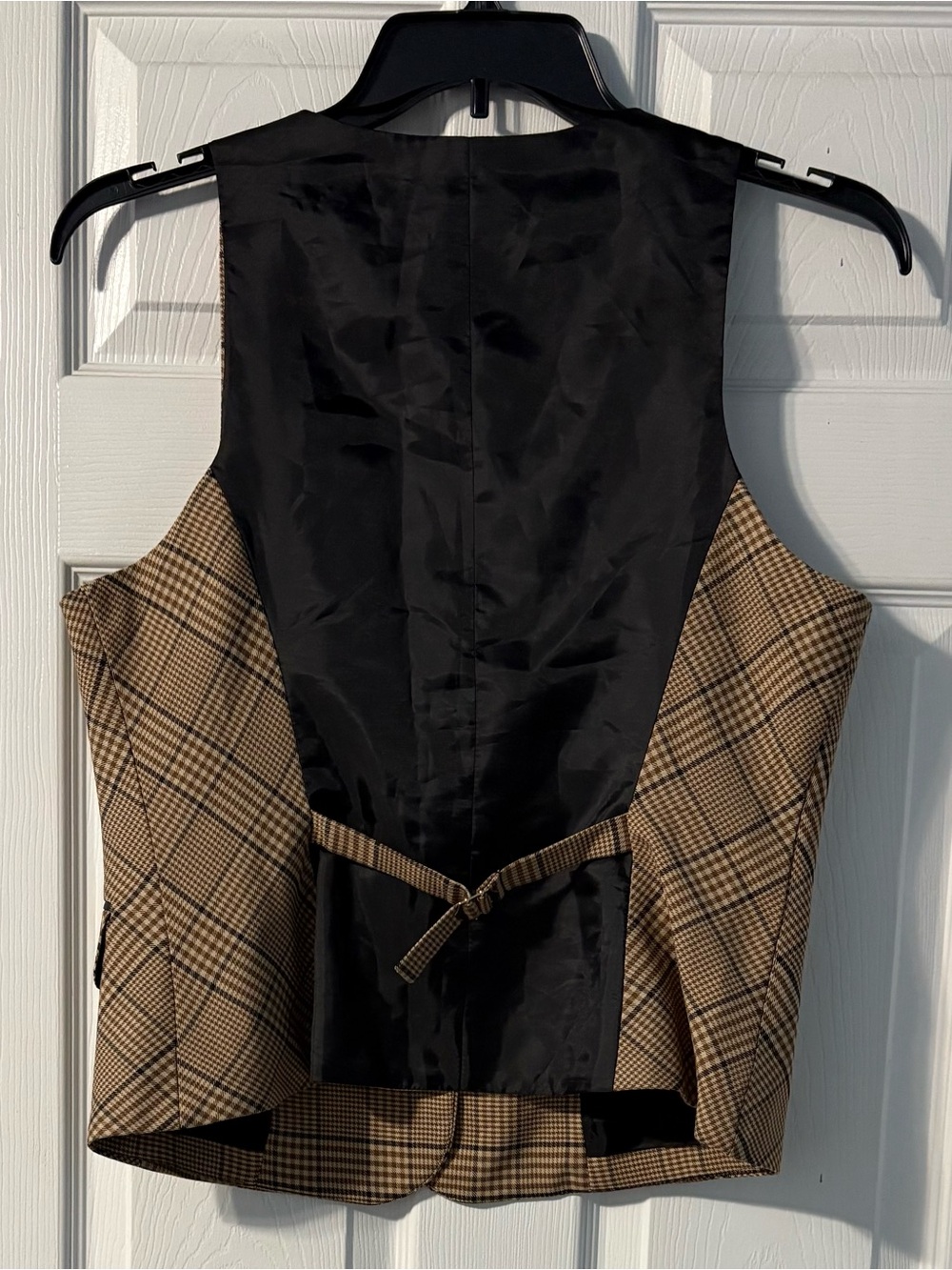 New York & Company Brown Plaid Tailored Vest - Picture 2 of 2